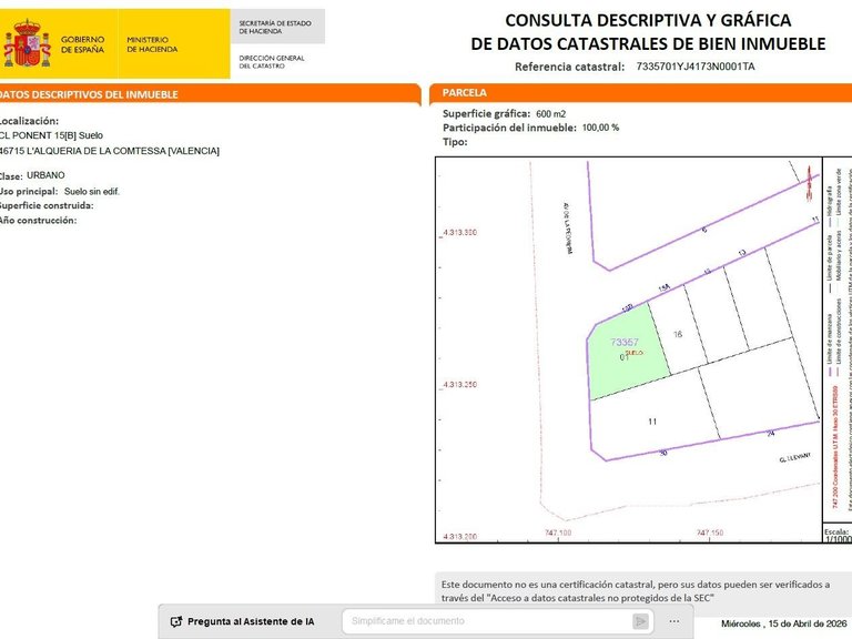 Plot for Sale in Alqueria De La Condesa, Valencia 13